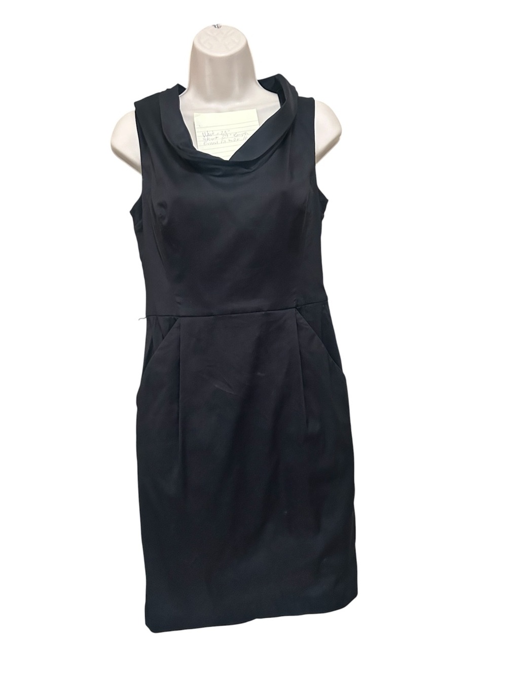 Ann Taylor Sleeveless Black Cowl Neck Sheath Dress